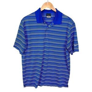 Nike Golf Dri Fit Men’s Polo Short Sleeve Collared Striped Athletic Shirt size L